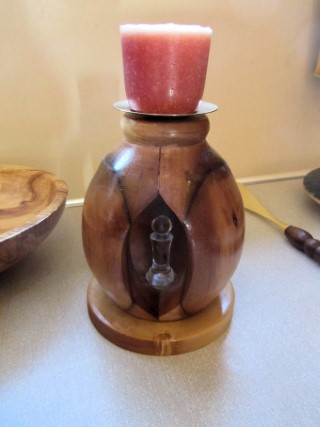 Inveluted turned candle lamp by Bert Lanham